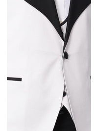 Thumbnail for Cemden TWO PIECE SUITS Cemden Mens Slim Fit Solid White 1-button 3 Piece Tuxedo Suit With Shawl Lapels