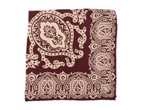 Thumbnail for Cesare Attolini Pocket Squares Cesare Attolini Burgundy Damask Silk Pocket Square Handmade In Italy