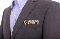 Thumbnail for Cesare Attolini Pocket Squares Cesare Attolini Burgundy Damask Silk Pocket Square Handmade In Italy
