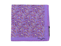 Thumbnail for Cesare Attolini Pocket Squares Cesare Attolini Violet & Wine Paisley Motif Silk Pocket Square Handmade In Italy