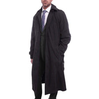Thumbnail for Cianni Cellini OUTERWEAR Men's Single Breasted Black Long Trench Coat Jacket With Removable Belt & Liner