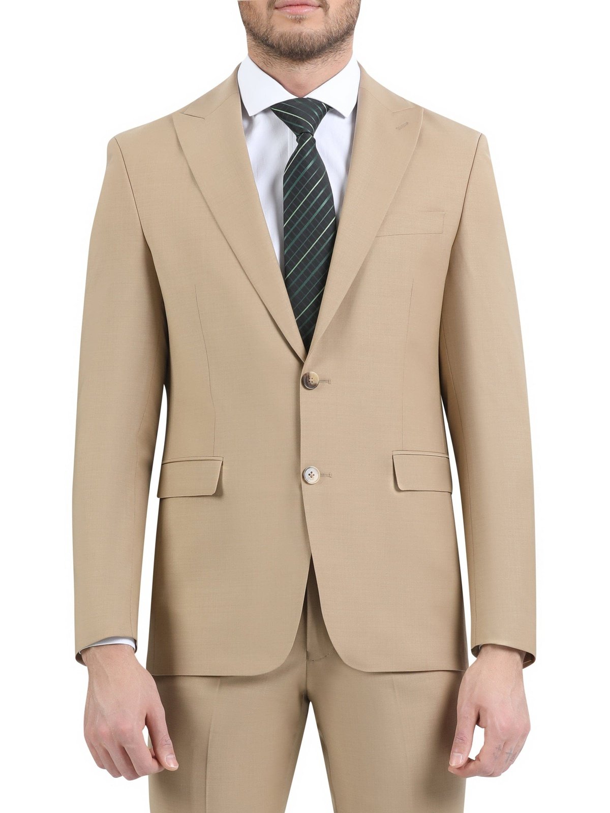 Di'nucci SUITS Di'nucci Solid Tan Peak Lapel Wool Suit