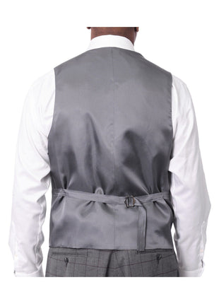 Extrema Extrema Mens Gray Check Wool Blend 3 Piece Vested Regular Fit Suit