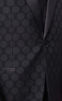 Thumbnail for Extrema TUXEDOS Extrema Mens Black Dots Cotton Blend Slim Fit 3 Piece Tuxedo With Peak Lapels