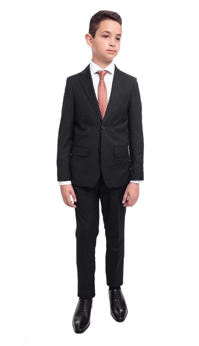 Giorgio De Paulino Bestselling Items 8 Boys Husky Fit Solid Black 2-piece Formal Suit Set