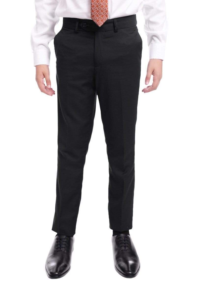 Giorgio De Paulino Bestselling Items Boys Husky Fit Solid Black 2-piece Formal Suit Set