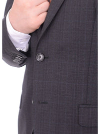 Thumbnail for I Uomo TWO PIECE SUITS I Uomo Regular Fit Men's Gray & Blue Plaid Two Button 100% Wool 2 Piece Suit