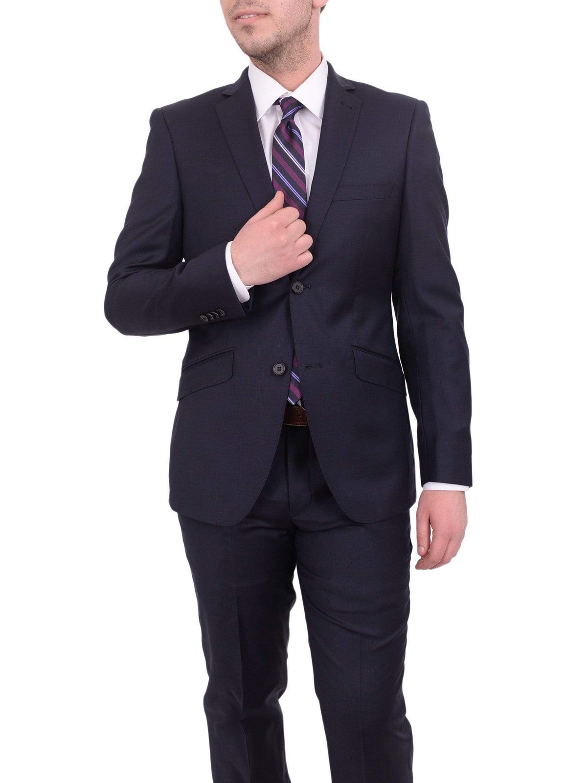 Ideal TWO PIECE SUITS Dark Blue / 36S 30W Mens Ideal Slim Fit 2 Button 100% Wool Suit