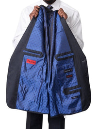 Thumbnail for Italiano TWO PIECE SUITS Italiano Men's Blue Sharkskin Ermenegildo Zegna Cloth Wool Slim Fit Suit