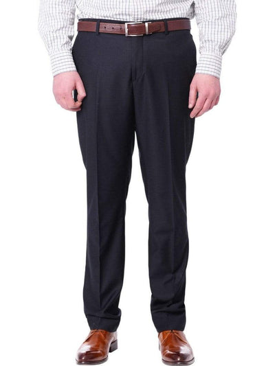 Jack Solamente Mens Solid Navy Blue Wool Blend Slim Fit Dress Pants