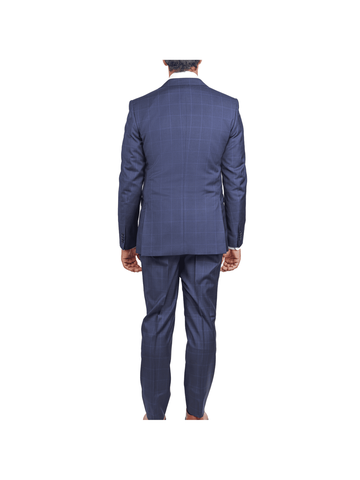 John Varvatos SUITS John Varvatos Mens Slim Fit Navy Blue Plaid Two Button Wool Suit