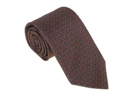 Thumbnail for Kiton Napoli Mens Green Orange Geometric Seven Fold Handmade Silk Necktie - The Suit Depot