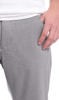 Thumbnail for Label E Mens Classic Fit Solid Gray Flat Front Stretch Cotton 5 Pocket Jean Style Pant