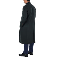 Thumbnail for Label E OUTERWEAR Mens Regular Fit Solid Hunter Green Full Length Wool Cashmere Overcoat Top Coat