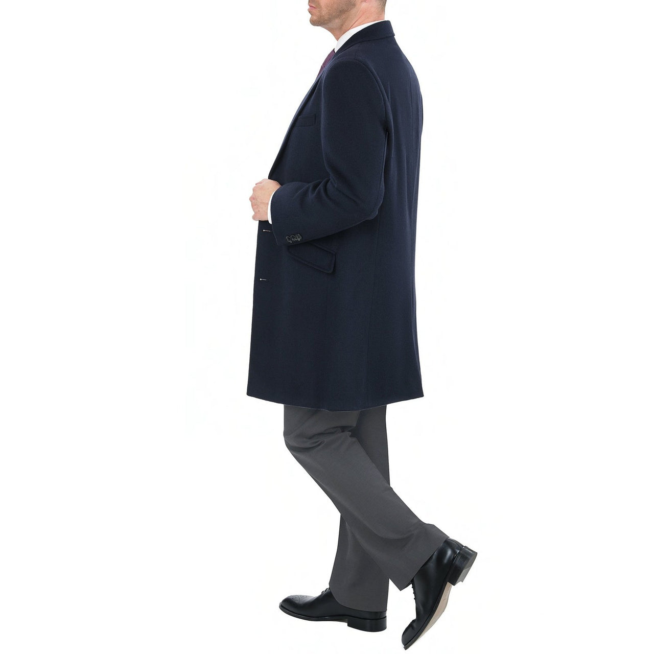 Label E Sale Coats The Suit Depot Men's Wool Cashmere Single Breasted Blue 3/4 Length Top Coat