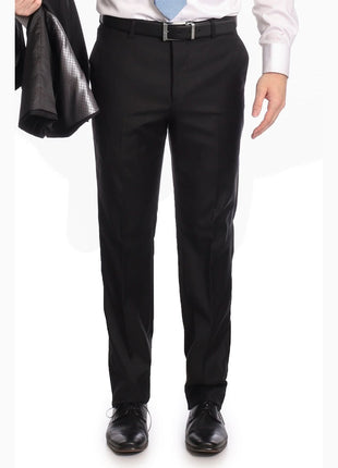 Label M Bestselling Items Mens Classic Fit Two Button 100% Wool Wrinkle Resistant Suit - Solid Black