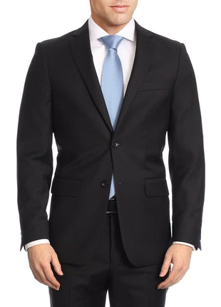 Label M Bestselling Items Mens Classic Fit Two Button 100% Wool Wrinkle Resistant Suit - Solid Black