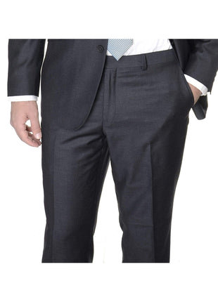 Label M PANTS 30W Mens Slim Fit Charcoal Heather Gray Wool Dress Pants