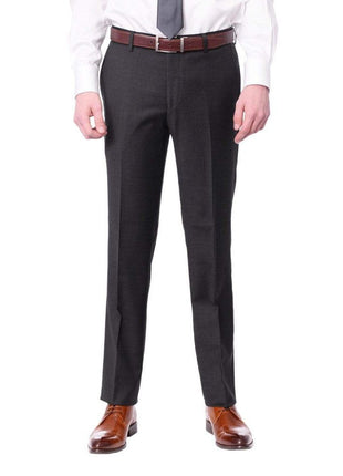 Label M PANTS Mens Slim Fit Charcoal Heather Gray Wool Dress Pants