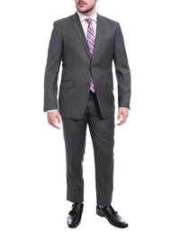 Thumbnail for Label M TWO PIECE SUITS Medium Gray / 40R Mens Extra Slim Fit Heather Medium Gray Two Button Wool Suit