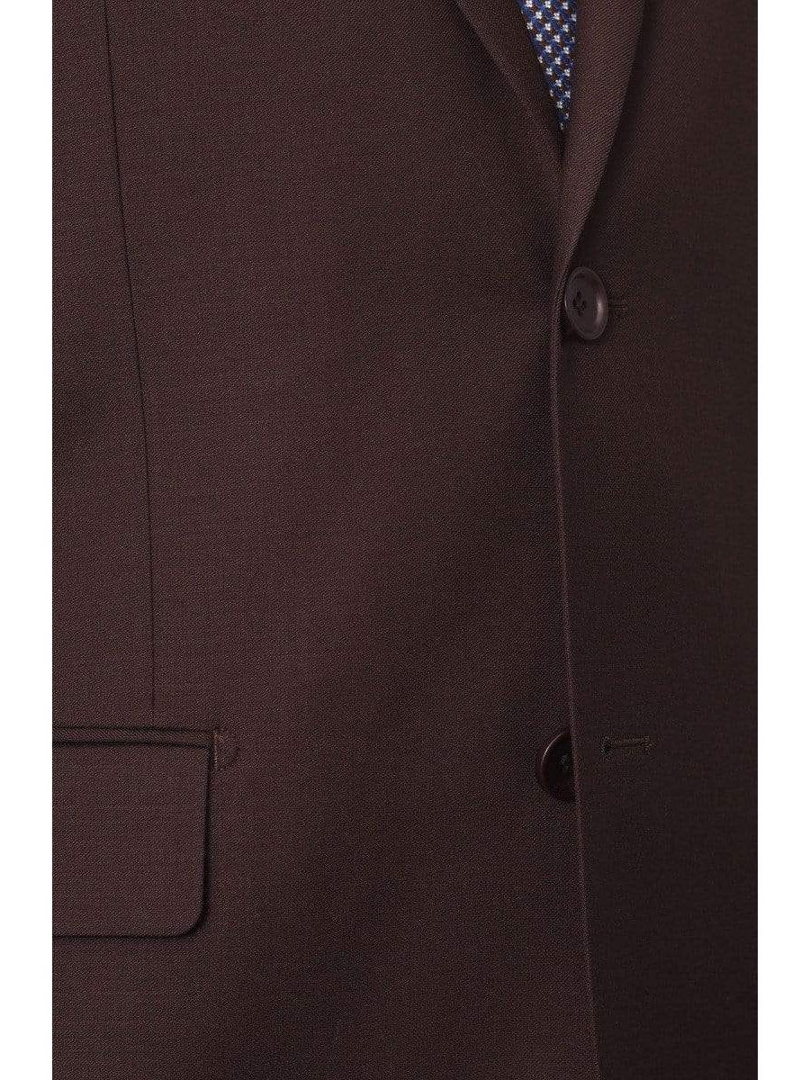 Label M TWO PIECE SUITS Mens Classic Fit Two Button 100% Wool Wrinkle Resistant Suit - Solid Brown