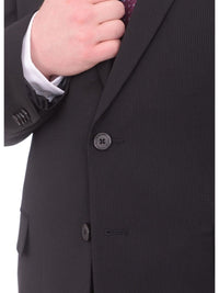 Thumbnail for Lazetti Couture Sale Suits Lazetti Couture Portly Fit Black Tonal Striped Two Button Wool Suit