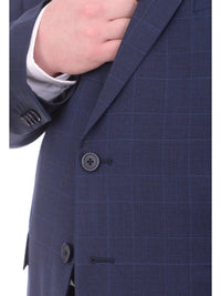 Thumbnail for Lazetti Couture Sale Suits Lazetti Couture Portly Fit Blue Plaid With Overcheck Two Button Wool Suit