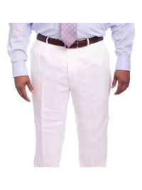 Thumbnail for Apollo King Classic Fit Solid White Single Pleated Linen Dress Pants - The Suit Depot