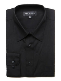 Thumbnail for Marquis SHIRTS Marquis Mens Classic Fit Solid Black Cotton Blend Dress Shirt