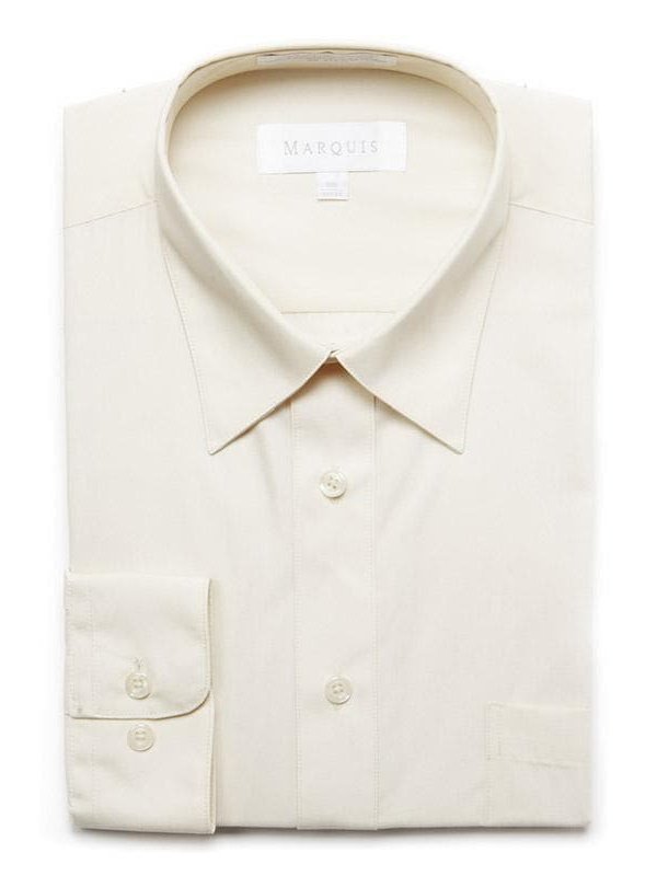 Marquis SHIRTS Marquis Mens Slim Fit Off White Cotton Blend Dress Shirt