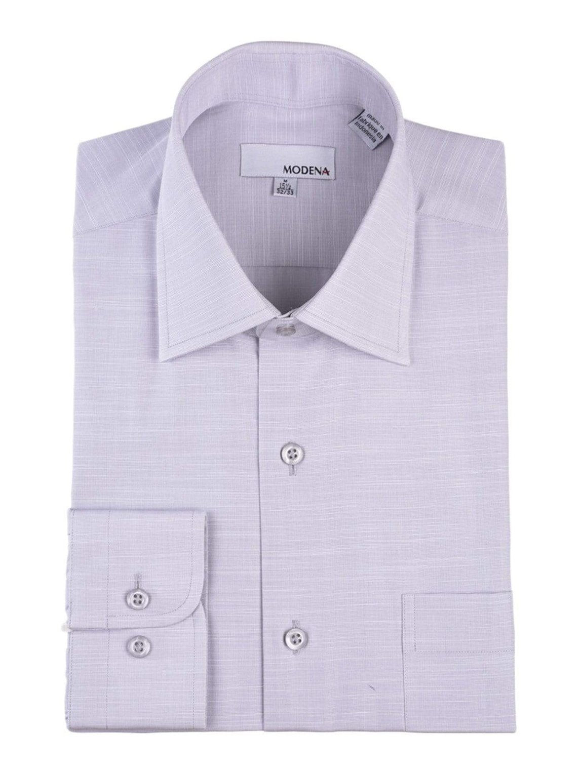 Modena Sale Shirts 14 1/2 32/33 Classic Fit Light Gray Textured Spread Collar Cotton Blend Dress Shirt