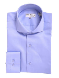 Thumbnail for Modena SHIRTS 15 1/2 / 32/33 Mens Slim Fit Solid Blue Spread Collar Cotton Blend Dress Shirt