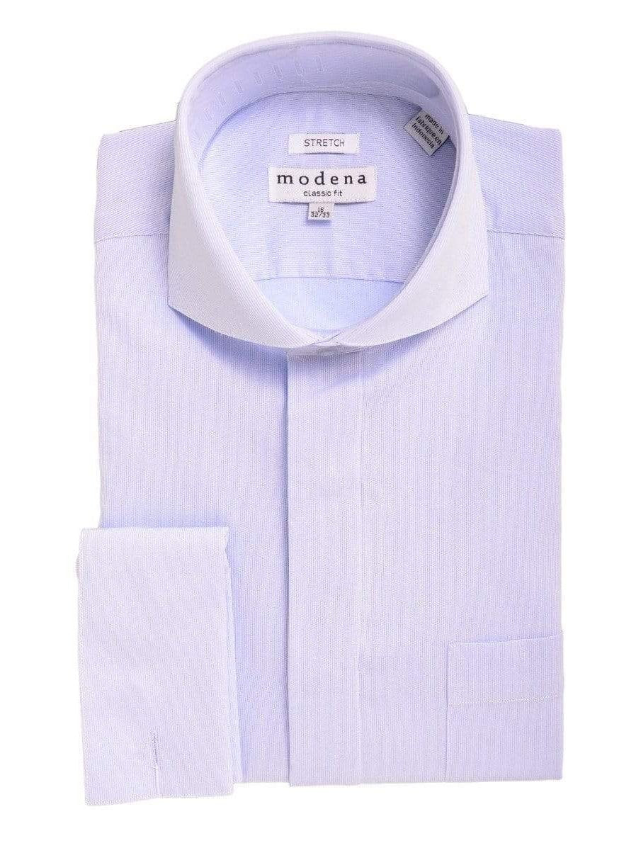 Modena SHIRTS 16 / 32/33 Mens Classic Fit Light Blue Cutaway Collar French Cuff Cotton Blend Dress Shirt