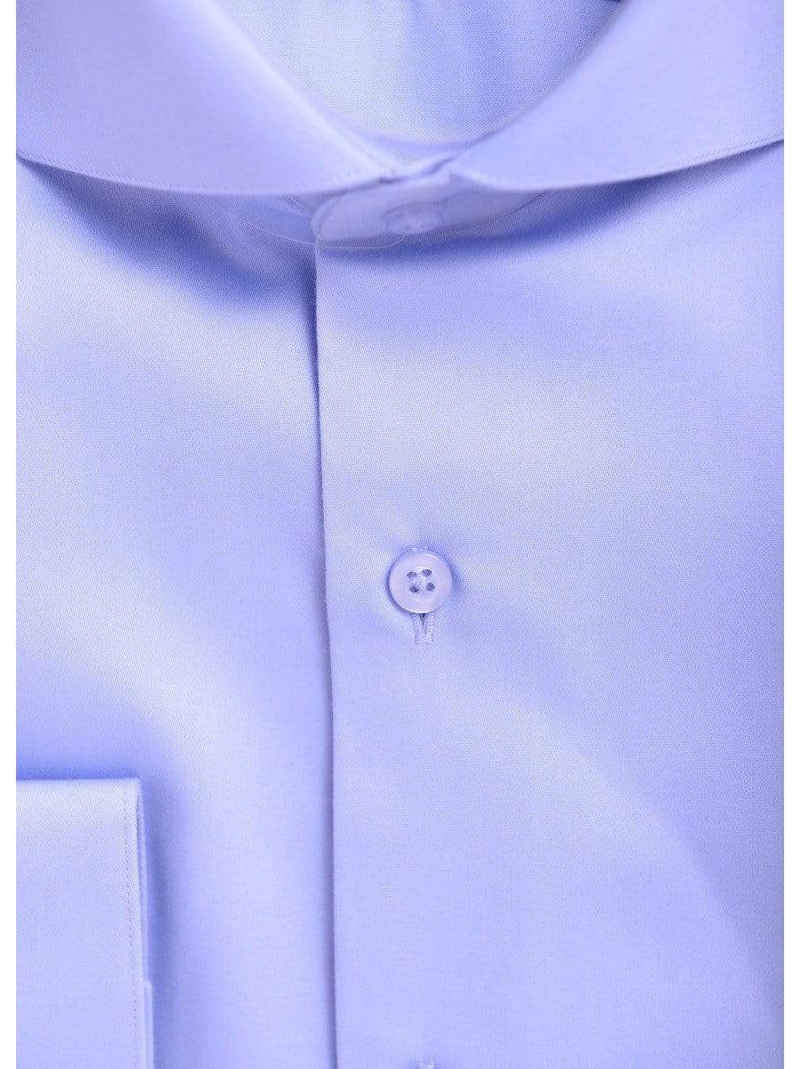 Modena SHIRTS Mens Slim Fit Solid Blue Spread Collar Cotton Blend Dress Shirt