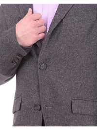 Thumbnail for close up of textured gray blazer lapel and buttons