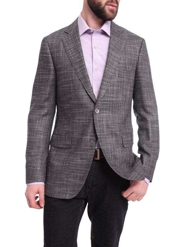 Napoli Slim Fit Gray Tweed Half Canvassed Linen Silk Marlane Wool Blend  Blazer