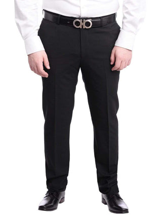 Napoli PANTS Napoli Slim Fit Black Textured Wool Dress Pants