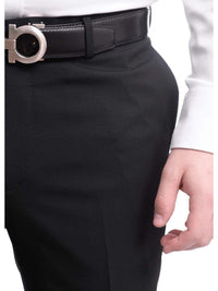 Thumbnail for Napoli PANTS Napoli Slim Fit Black Textured Wool Dress Pants