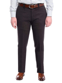 Thumbnail for Napoli PANTS Napoli Slim Fit Solid Gray Charcoal Flat Front Flannel Wool Dress Pants
