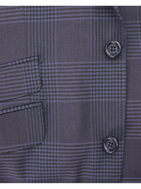 Thumbnail for Napoli SUITS Napoli Mens Blue Plaid Half Canvassed Wool Slim Fit Suit With Peak Lapels