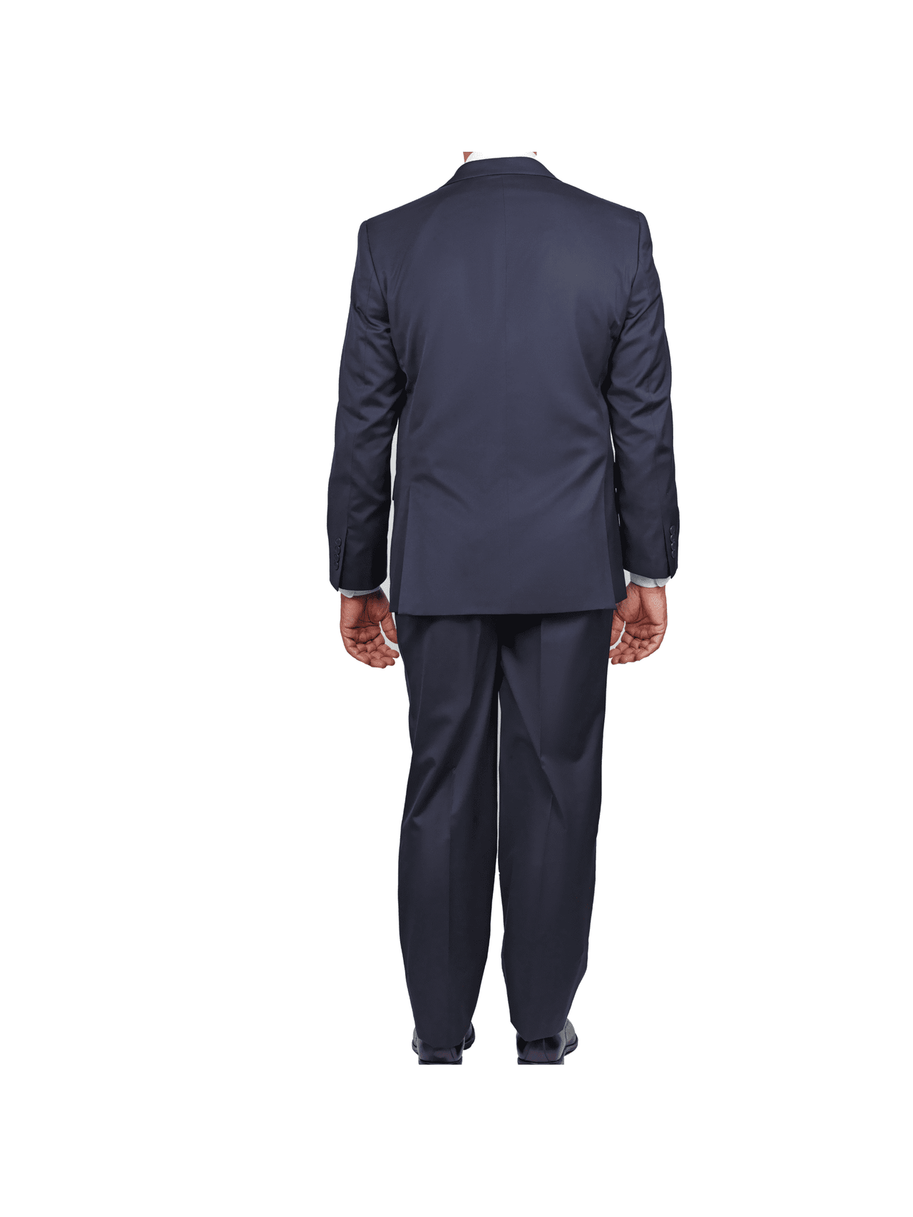 back view of navy blue classic fit men's suit