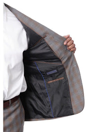 Thumbnail for Prontomoda TWO PIECE SUITS Prontomoda Mens Gray & Blue Plaid 100% Wool Slim Fit Suit