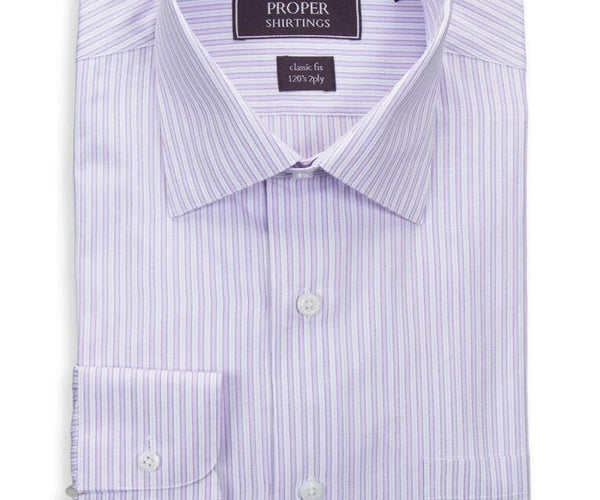 Shop Proper Shirtings Lavender 100% Cotton Shirt