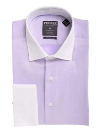 Thumbnail for Proper Shirtings SHIRTS 16 32/33 Mens Slim Fit Solid Light Purple Spread Collar French Cuff Cotton Dress Shirt