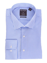 Thumbnail for Proper Shirtings SHIRTS 17 1/2 32/33 Blue & White Check Spread Collar Wrinkle Free 100 2 Ply Cotton Dress Shirt