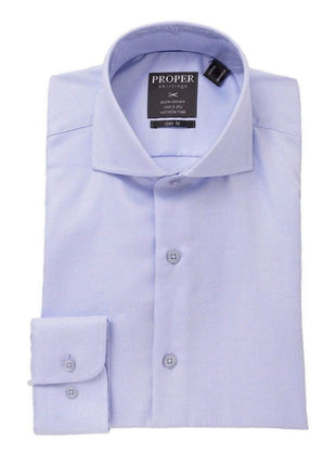 Proper Shirtings SHIRTS 17 1/2 / 34/35 The Suit Depot Mens 100% Cotton Blue Cutaway Collar Slim Fit Dress Shirt
