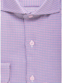 Thumbnail for Proper Shirtings SHIRTS Mens 100% Cotton Red Check Cutaway Collar Wrinkle Free Slim Fit Dress Shirt