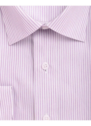 Proper Shirtings SHIRTS Mens Classic Fit Purple Striped Spread Collar Easy Care Cotton Dress Shirt