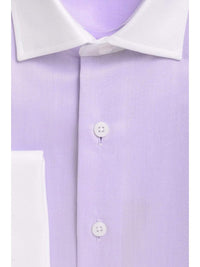 Thumbnail for Proper Shirtings SHIRTS Mens Slim Fit Solid Light Purple Spread Collar French Cuff Cotton Dress Shirt