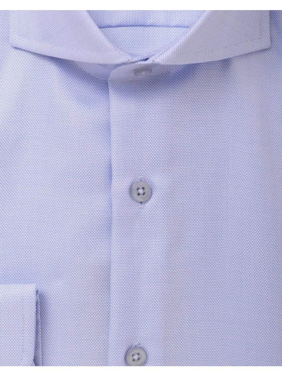 Proper Shirtings SHIRTS The Suit Depot Mens 100% Cotton Blue Cutaway Collar Slim Fit Dress Shirt